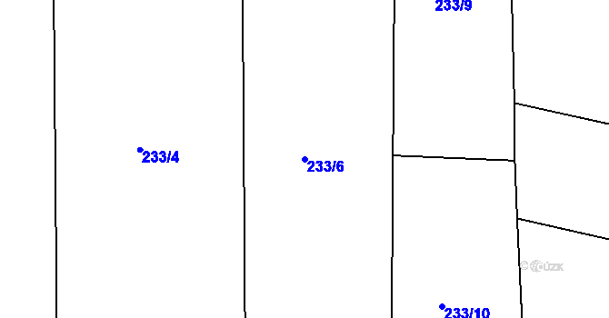 Parcela st. 233/6 v KÚ Těchařovice, Katastrální mapa