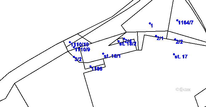 Parcela st. 18/1 v KÚ Těchařovice, Katastrální mapa