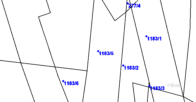 Parcela st. 1183/5 v KÚ Těchařovice, Katastrální mapa