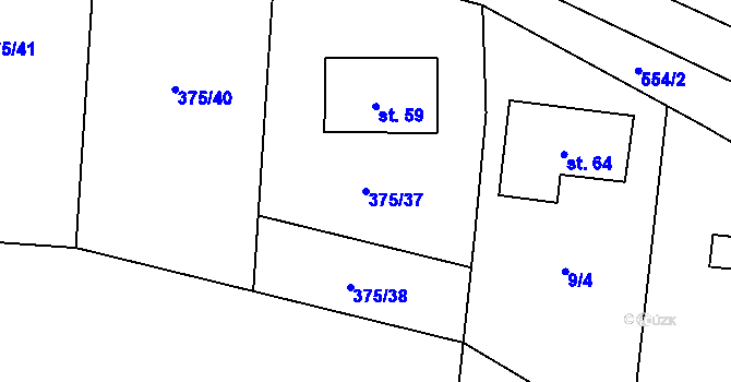 Parcela st. 375/37 v KÚ Vrančice, Katastrální mapa