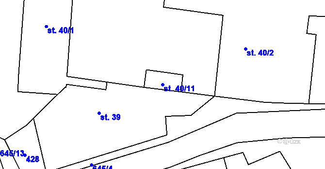 Parcela st. 40/11 v KÚ Vrané nad Vltavou, Katastrální mapa