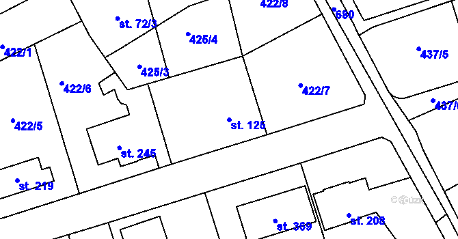 Parcela st. 125 v KÚ Vrané nad Vltavou, Katastrální mapa