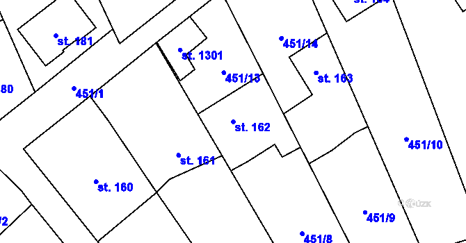 Parcela st. 162 v KÚ Vrané nad Vltavou, Katastrální mapa