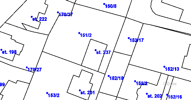 Parcela st. 237 v KÚ Vrané nad Vltavou, Katastrální mapa