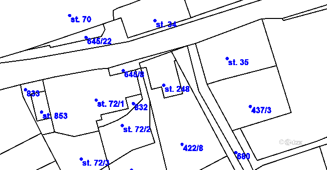 Parcela st. 248 v KÚ Vrané nad Vltavou, Katastrální mapa