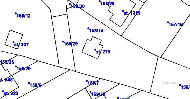 Parcela st. 279 v KÚ Vrané nad Vltavou, Katastrální mapa