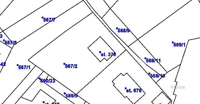 Parcela st. 379 v KÚ Vrané nad Vltavou, Katastrální mapa