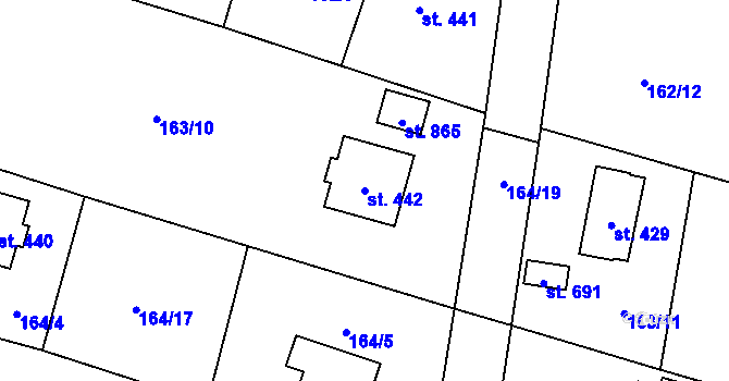 Parcela st. 442 v KÚ Vrané nad Vltavou, Katastrální mapa
