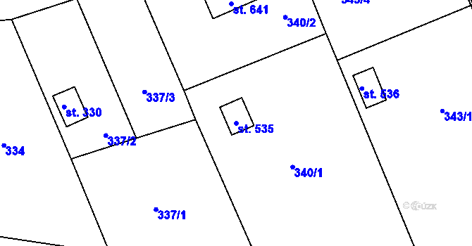 Parcela st. 535 v KÚ Vrané nad Vltavou, Katastrální mapa
