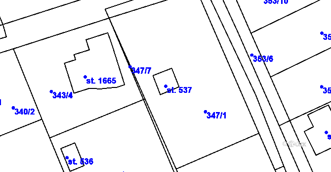 Parcela st. 537 v KÚ Vrané nad Vltavou, Katastrální mapa