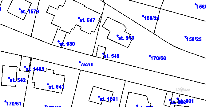 Parcela st. 549 v KÚ Vrané nad Vltavou, Katastrální mapa