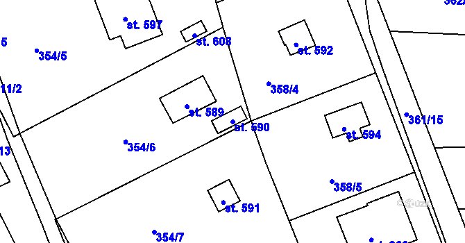 Parcela st. 590 v KÚ Vrané nad Vltavou, Katastrální mapa
