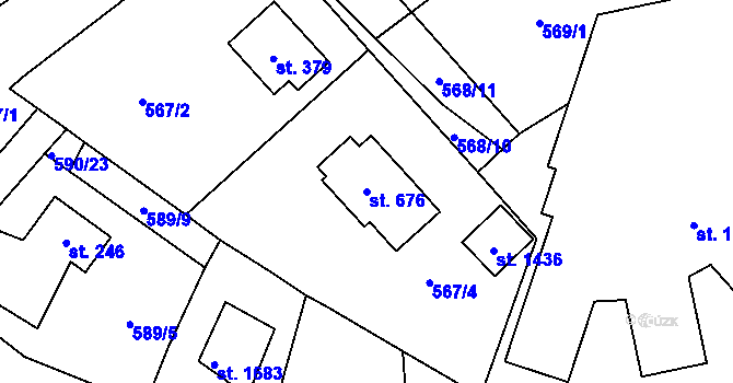 Parcela st. 676 v KÚ Vrané nad Vltavou, Katastrální mapa