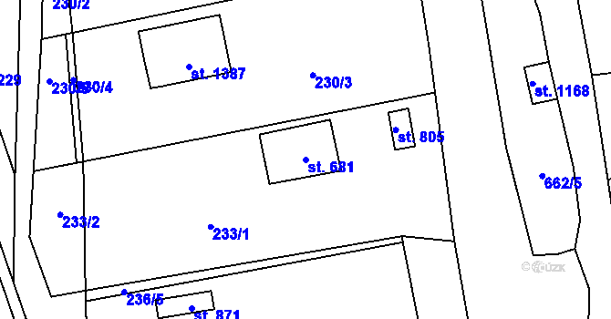 Parcela st. 681 v KÚ Vrané nad Vltavou, Katastrální mapa