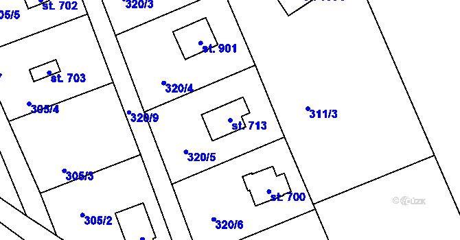 Parcela st. 713 v KÚ Vrané nad Vltavou, Katastrální mapa