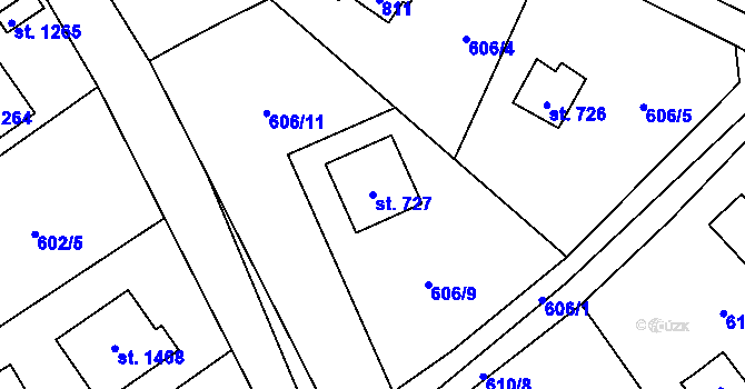 Parcela st. 727 v KÚ Vrané nad Vltavou, Katastrální mapa