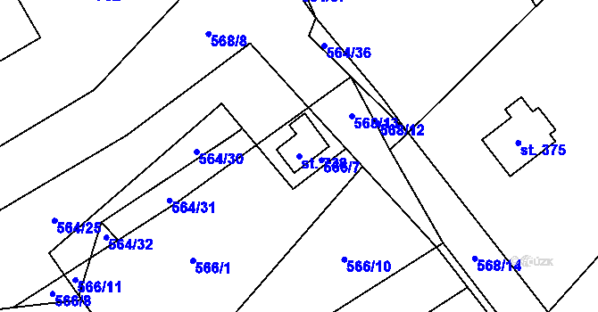 Parcela st. 738 v KÚ Vrané nad Vltavou, Katastrální mapa