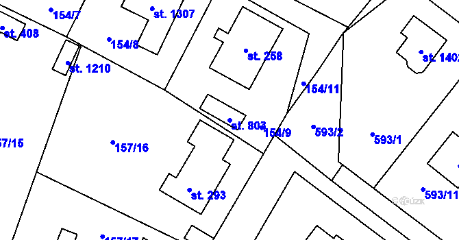 Parcela st. 803 v KÚ Vrané nad Vltavou, Katastrální mapa