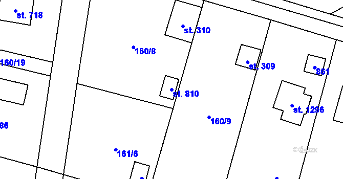 Parcela st. 810 v KÚ Vrané nad Vltavou, Katastrální mapa
