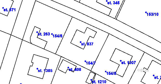 Parcela st. 837 v KÚ Vrané nad Vltavou, Katastrální mapa