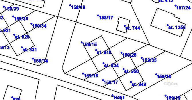 Parcela st. 846 v KÚ Vrané nad Vltavou, Katastrální mapa