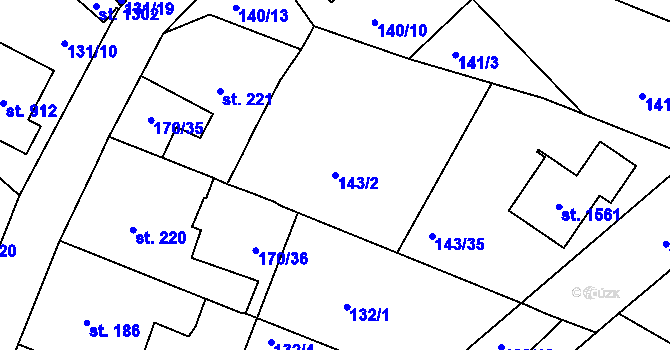 Parcela st. 143/2 v KÚ Vrané nad Vltavou, Katastrální mapa