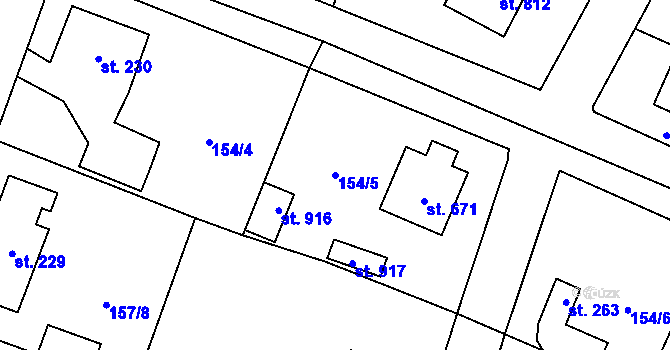 Parcela st. 154/5 v KÚ Vrané nad Vltavou, Katastrální mapa