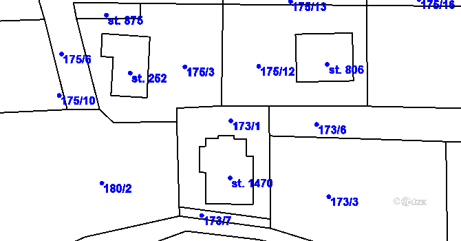 Parcela st. 173/1 v KÚ Vrané nad Vltavou, Katastrální mapa