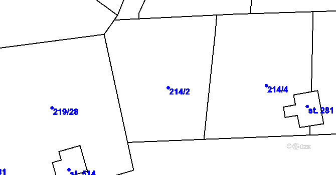Parcela st. 214/2 v KÚ Vrané nad Vltavou, Katastrální mapa