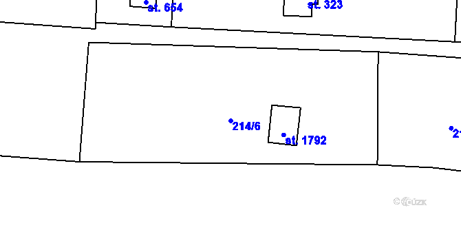 Parcela st. 214/6 v KÚ Vrané nad Vltavou, Katastrální mapa
