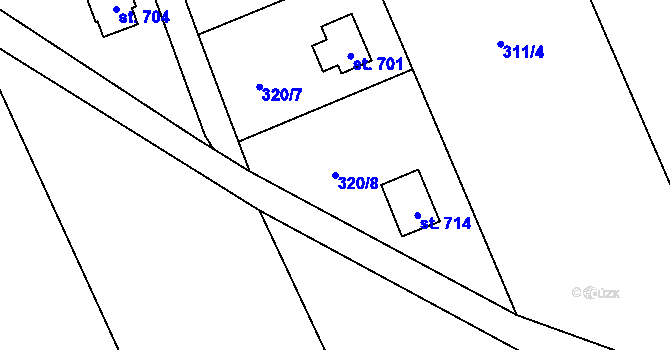 Parcela st. 320/8 v KÚ Vrané nad Vltavou, Katastrální mapa