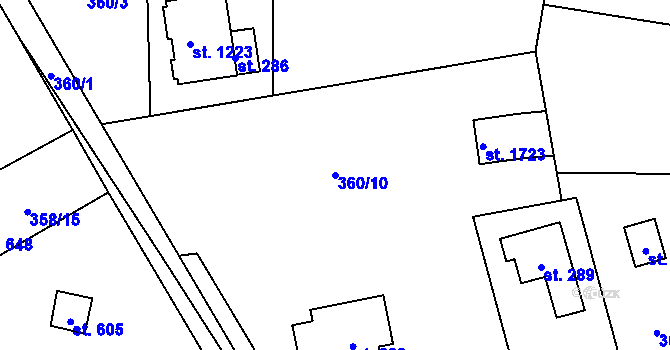 Parcela st. 360/10 v KÚ Vrané nad Vltavou, Katastrální mapa