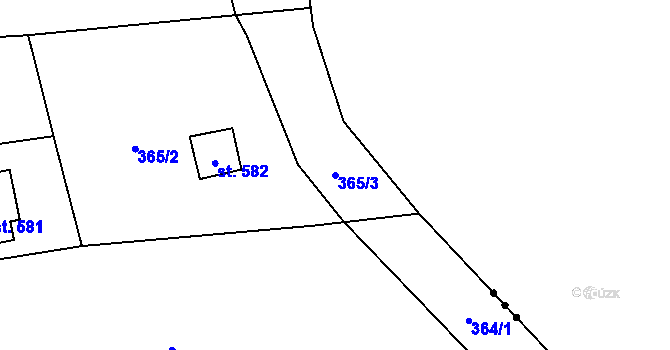 Parcela st. 365/3 v KÚ Vrané nad Vltavou, Katastrální mapa