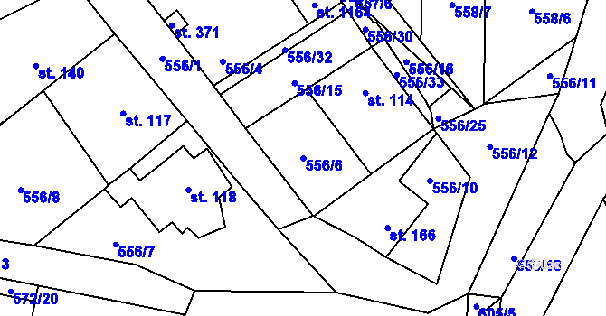 Parcela st. 556/6 v KÚ Vrané nad Vltavou, Katastrální mapa
