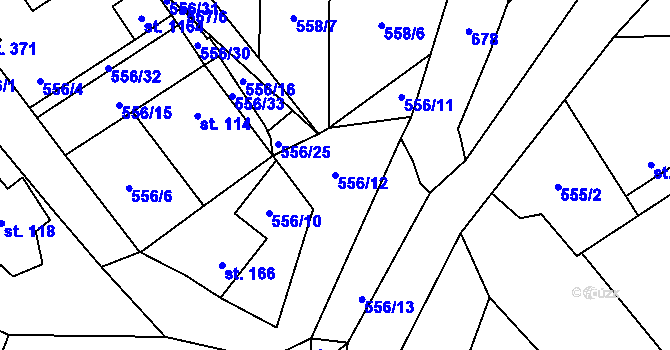 Parcela st. 556/12 v KÚ Vrané nad Vltavou, Katastrální mapa