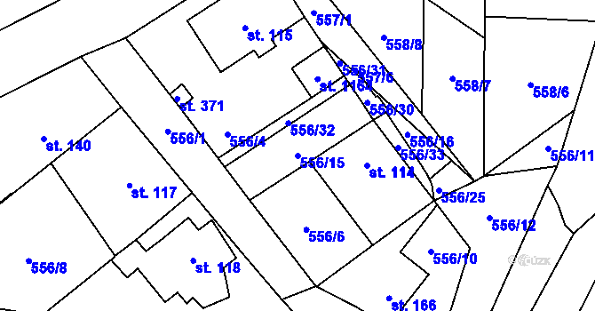 Parcela st. 556/15 v KÚ Vrané nad Vltavou, Katastrální mapa