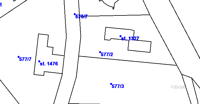 Parcela st. 577/2 v KÚ Vrané nad Vltavou, Katastrální mapa