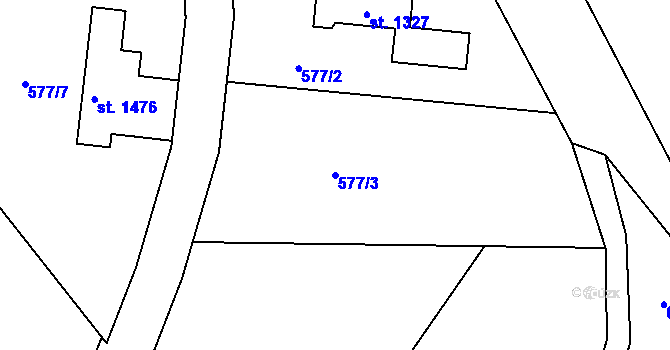 Parcela st. 577/3 v KÚ Vrané nad Vltavou, Katastrální mapa