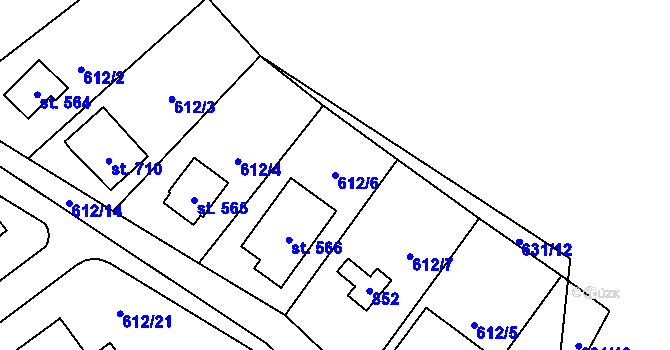 Parcela st. 612/6 v KÚ Vrané nad Vltavou, Katastrální mapa