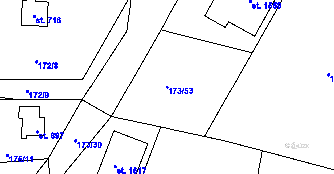 Parcela st. 173/53 v KÚ Vrané nad Vltavou, Katastrální mapa