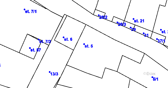 Parcela st. 5 v KÚ Vranín, Katastrální mapa