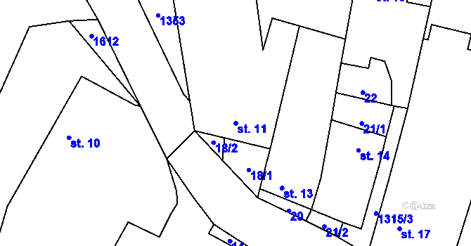 Parcela st. 11 v KÚ Vranín, Katastrální mapa