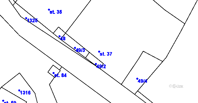 Parcela st. 37 v KÚ Vranín, Katastrální mapa