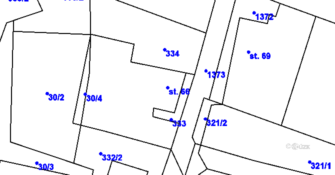 Parcela st. 66 v KÚ Vranín, Katastrální mapa