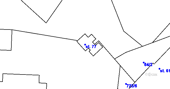 Parcela st. 77 v KÚ Vranín, Katastrální mapa