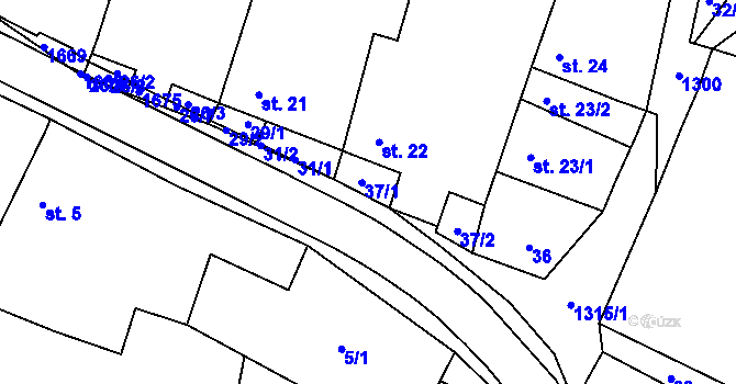 Parcela st. 37 v KÚ Vranín, Katastrální mapa