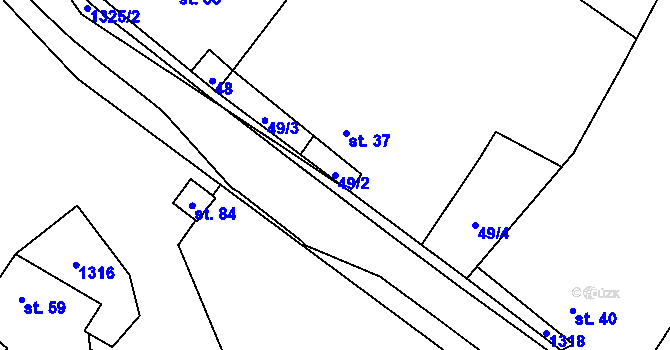 Parcela st. 49/2 v KÚ Vranín, Katastrální mapa