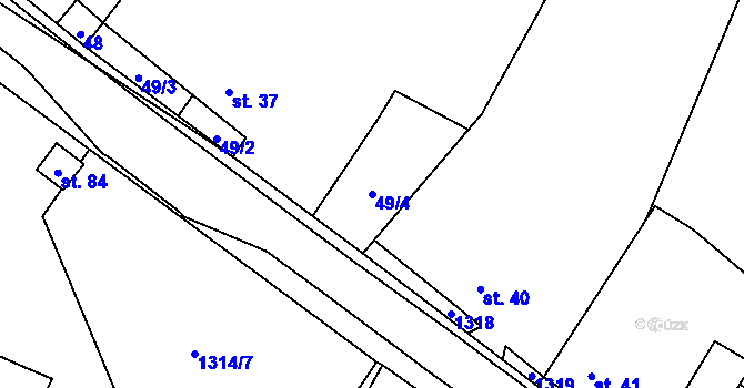 Parcela st. 49/4 v KÚ Vranín, Katastrální mapa