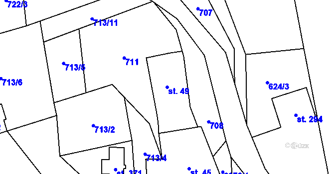 Parcela st. 49 v KÚ Vranov u Čerčan, Katastrální mapa
