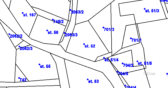 Parcela st. 52 v KÚ Vranov u Čerčan, Katastrální mapa